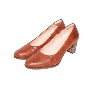Clarks KAYLIN 60 FLEX Women's Brown Pump Tan Leather Cuir Brun Size 8.5 M